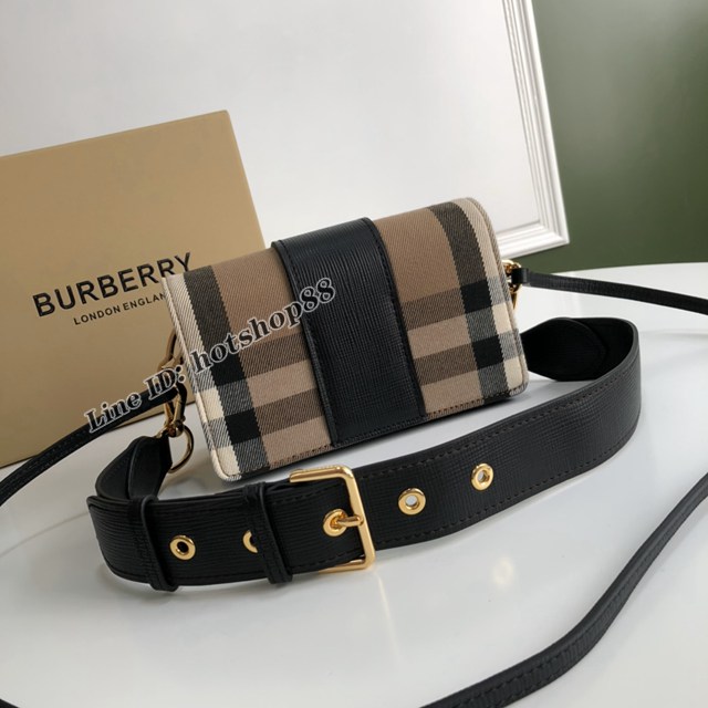 Burberry專櫃新款搭扣包 巴寶莉精紡House格紋單肩斜挎女包 yxb1203